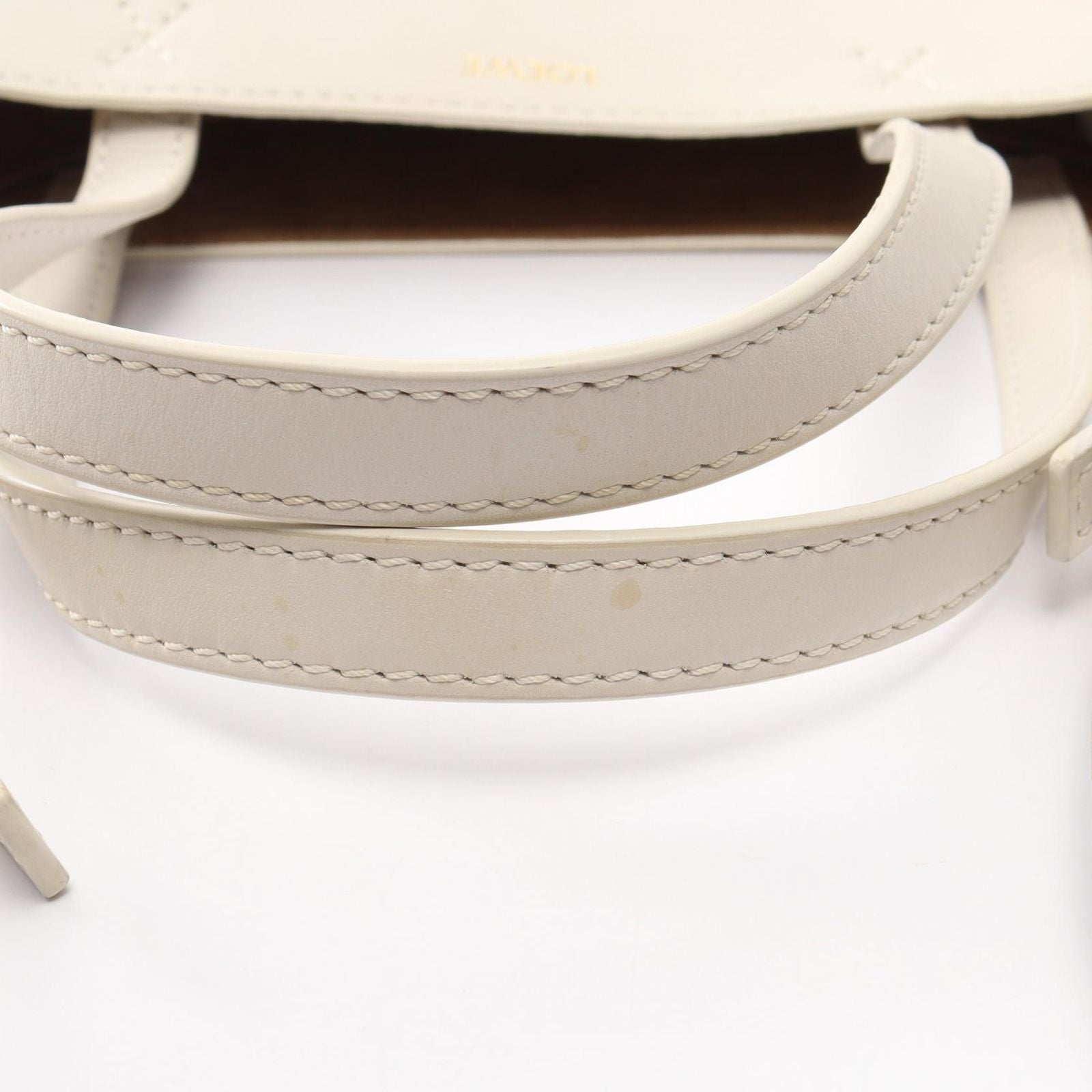 Loewe Handbag Puzzle Fold Mini 2-Way Beige Ivory Leather Tote — view 9