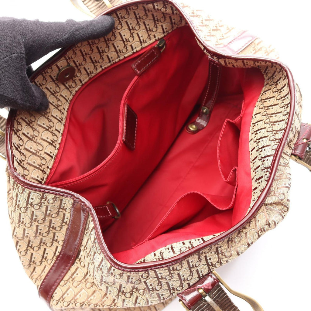 Dior Tote Trotter Beige Bordeaux Canvas Patent — view 3