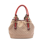 Dior Tote Trotter Beige Bordeaux Canvas Patent