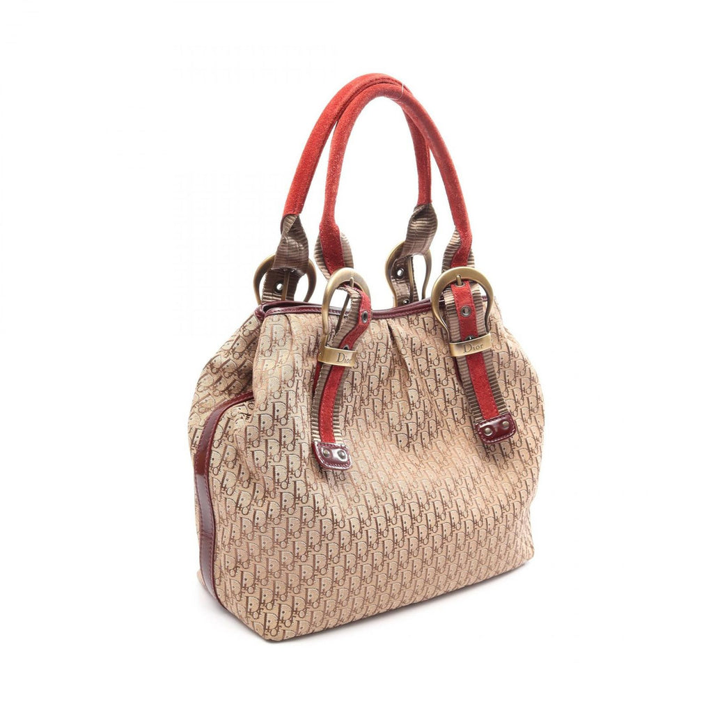 Dior Tote Trotter Beige Bordeaux Canvas Patent — view 2