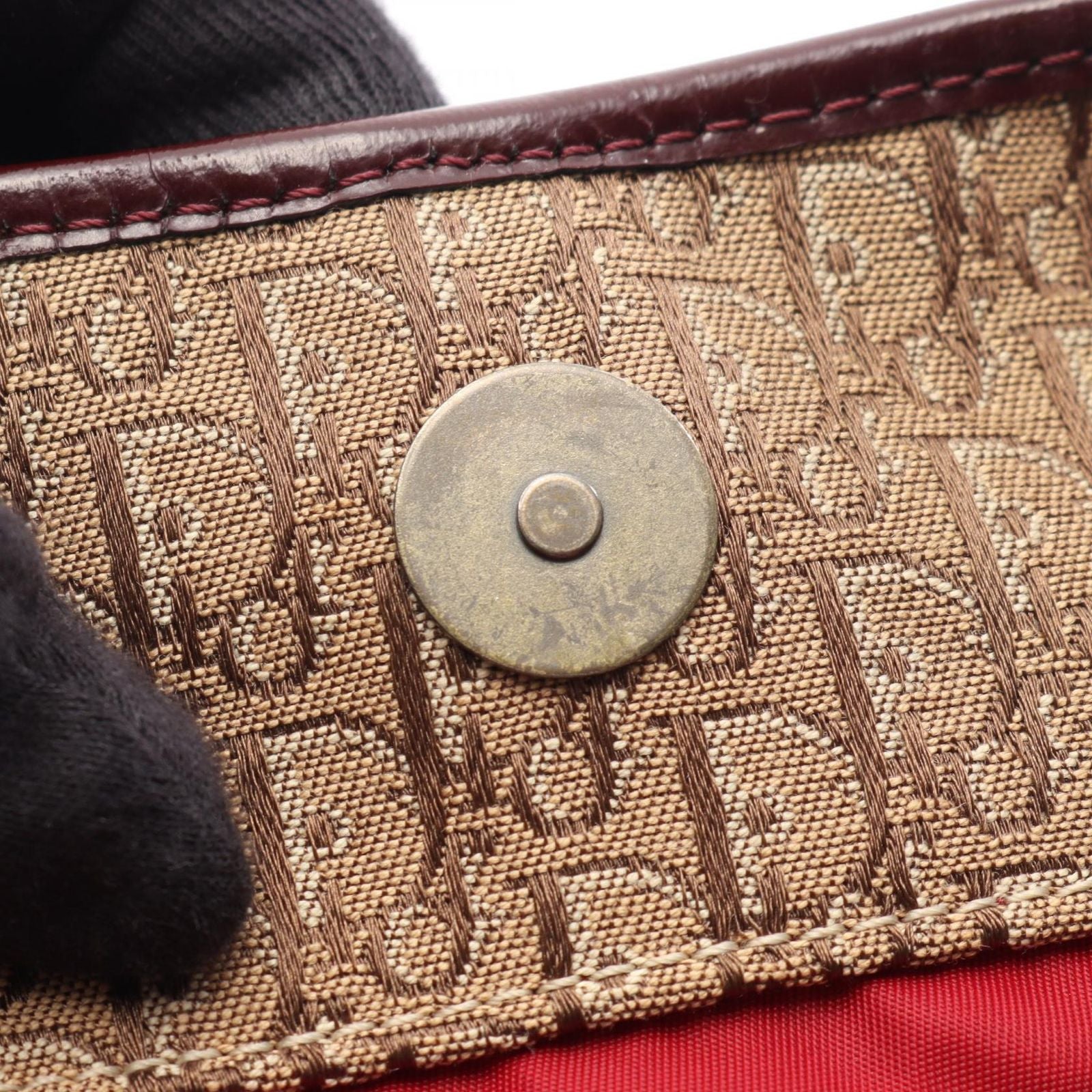 Dior Tote Trotter Beige Bordeaux Canvas Patent — view 5