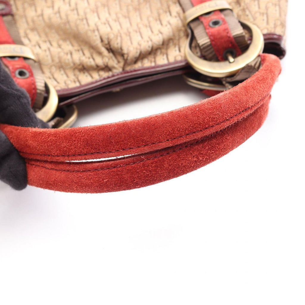 Dior Tote Trotter Beige Bordeaux Canvas Patent — view 9