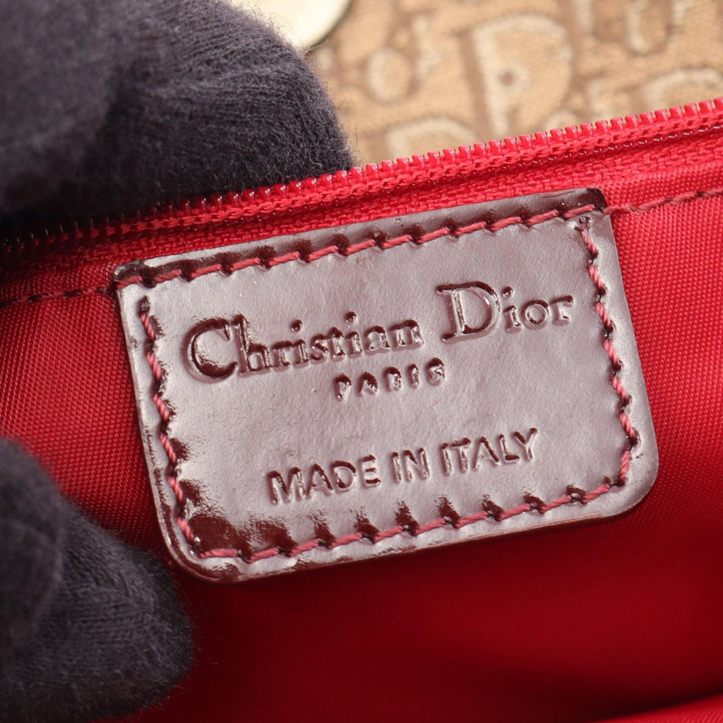Dior Tote Trotter Beige Bordeaux Canvas Patent — view 4