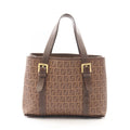 Fendi Tote Zucchino Brown Canvas Leather Handbag