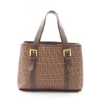 Fendi Tote Zucchino Brown Canvas Leather Handbag