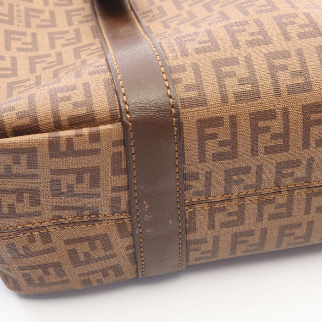 Fendi Tote Zucchino Brown Canvas Leather Handbag — view 7