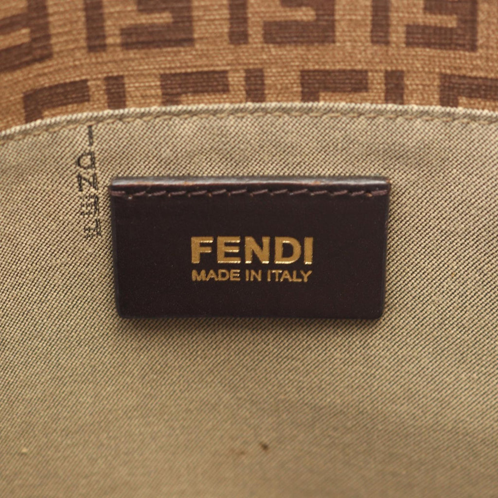 Fendi Tote Zucchino Brown Canvas Leather Handbag — view 4