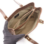 Fendi Tote Zucchino Brown Canvas Leather Handbag — view 3