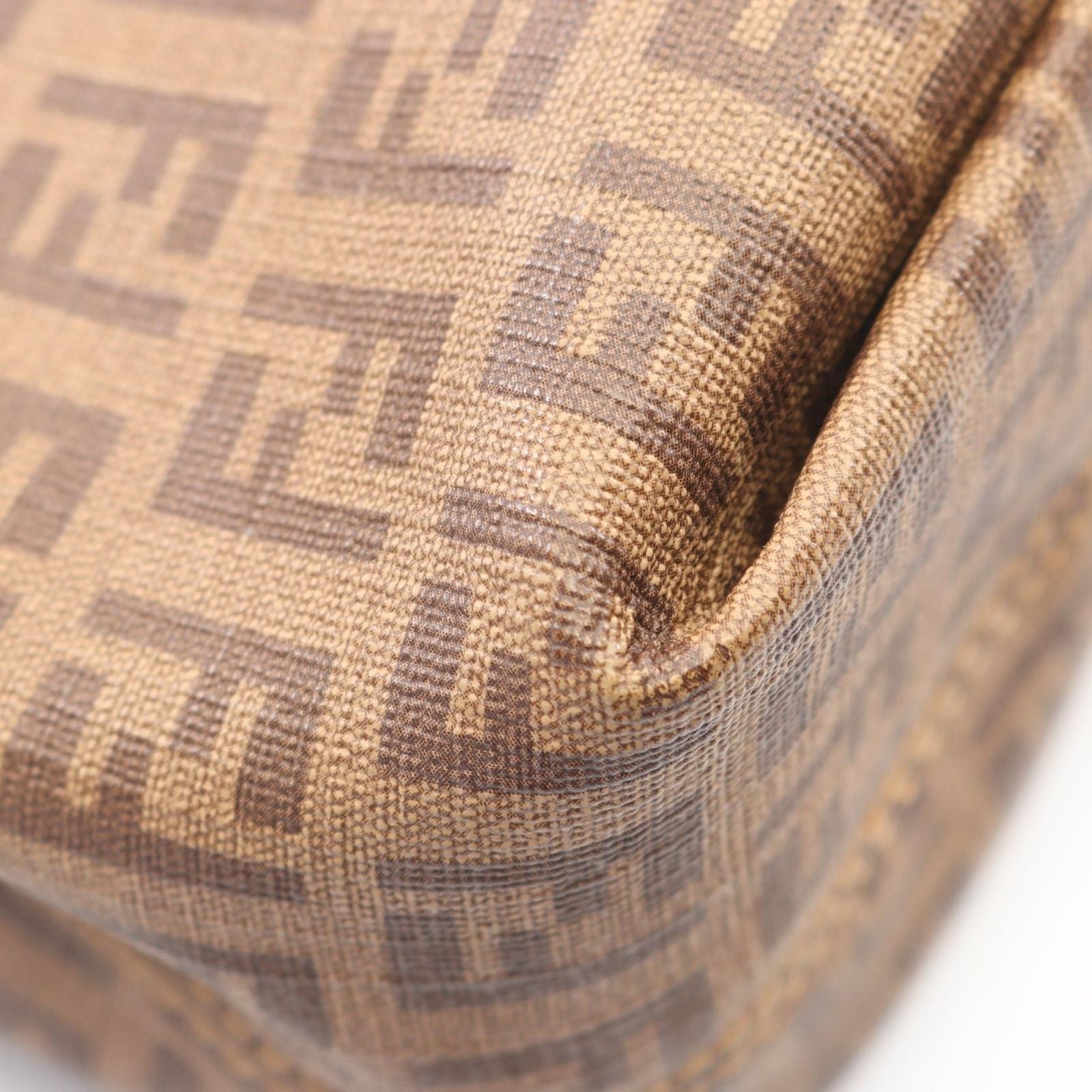 Fendi Tote Zucchino Brown Canvas Leather Handbag — view 6