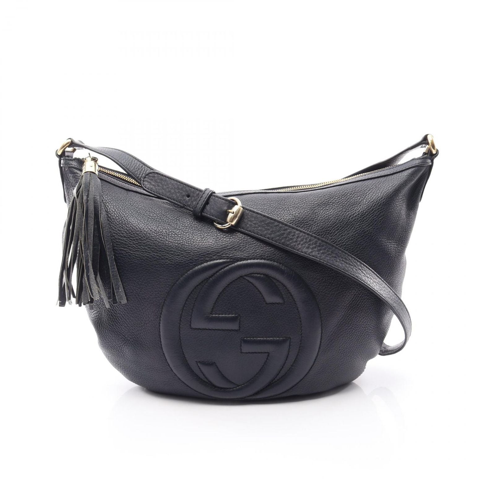 Gucci Shoulder Bag Soho Interlocking Navy Leather