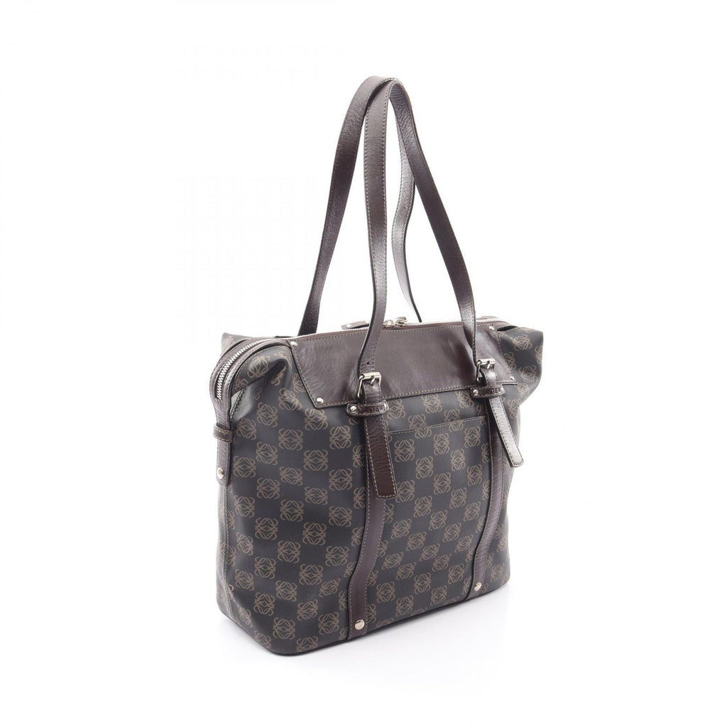 Loewe Tote Repeat Anagram Brown Leather Canvas — view 2