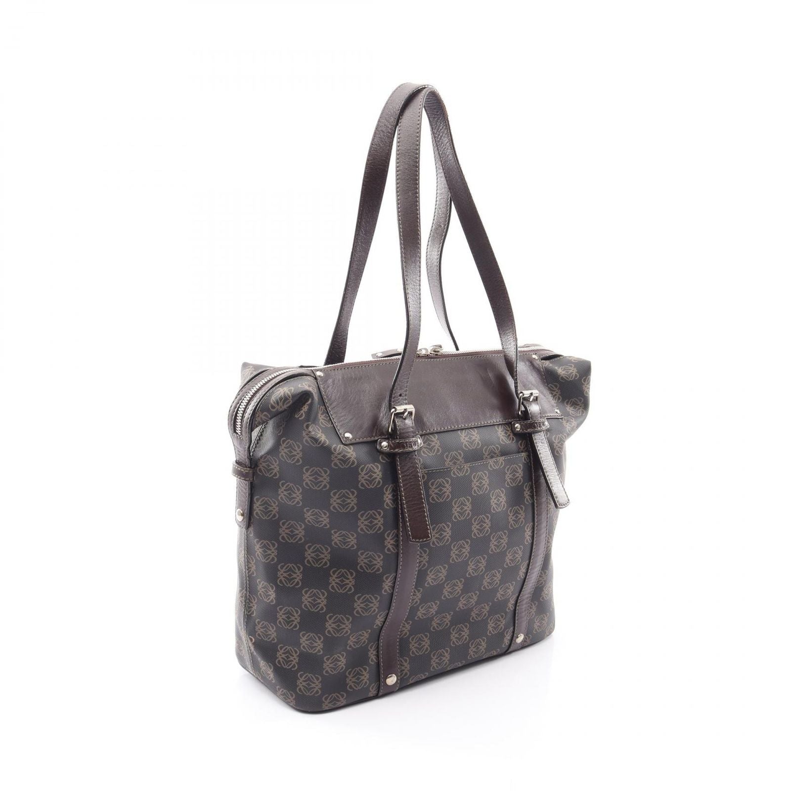 Loewe Tote Repeat Anagram Brown Leather Canvas — view 2