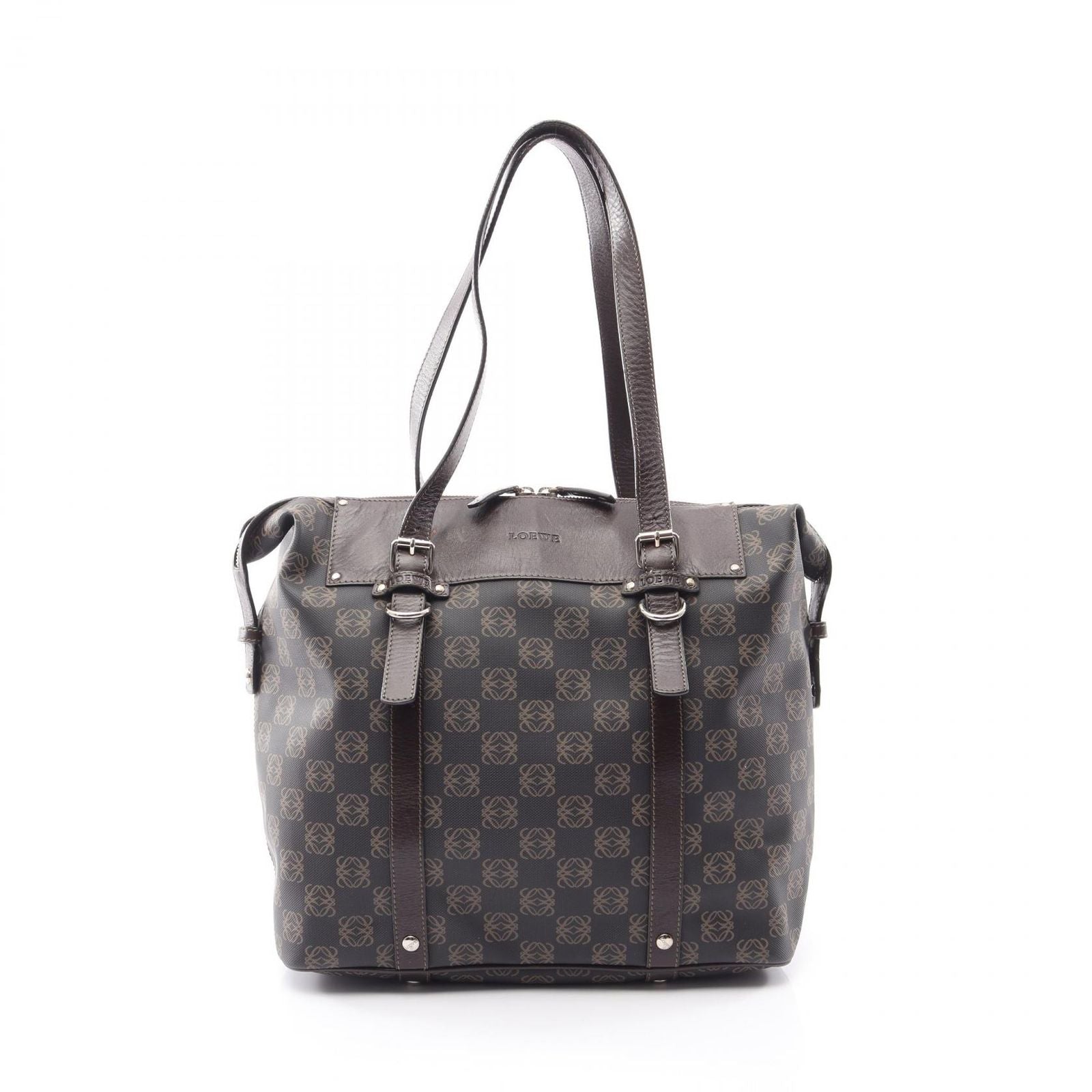 Loewe Tote Repeat Anagram Brown Leather Canvas