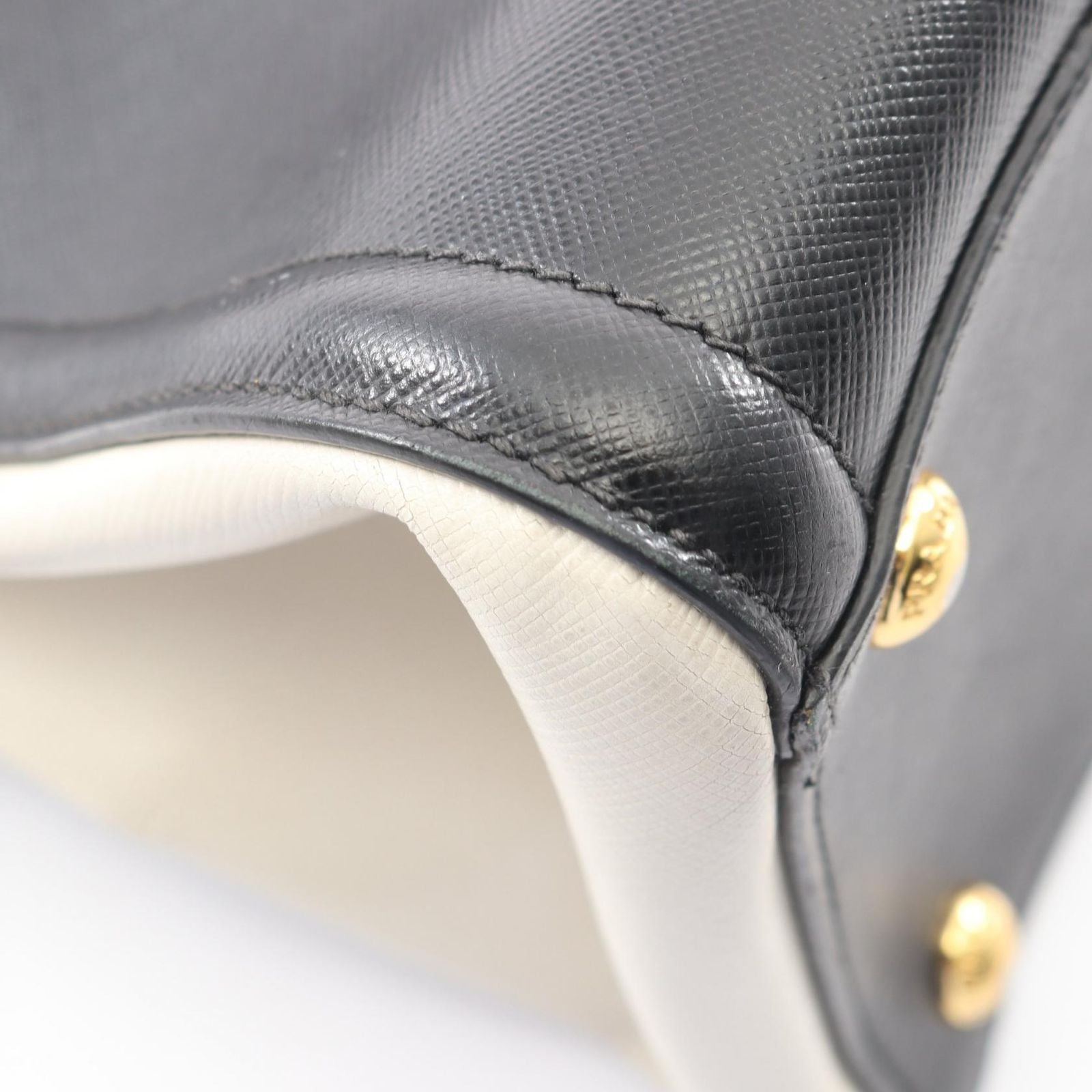 Prada Tote Galleria 2-Way Black Ivory Saffiano Leather Large Handbag — view 7