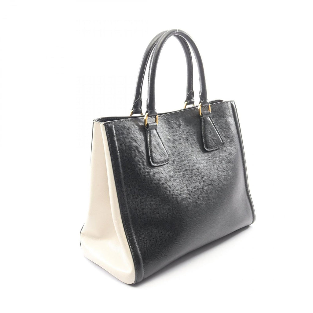 Prada Tote Galleria 2-Way Black Ivory Saffiano Leather Large Handbag — view 2