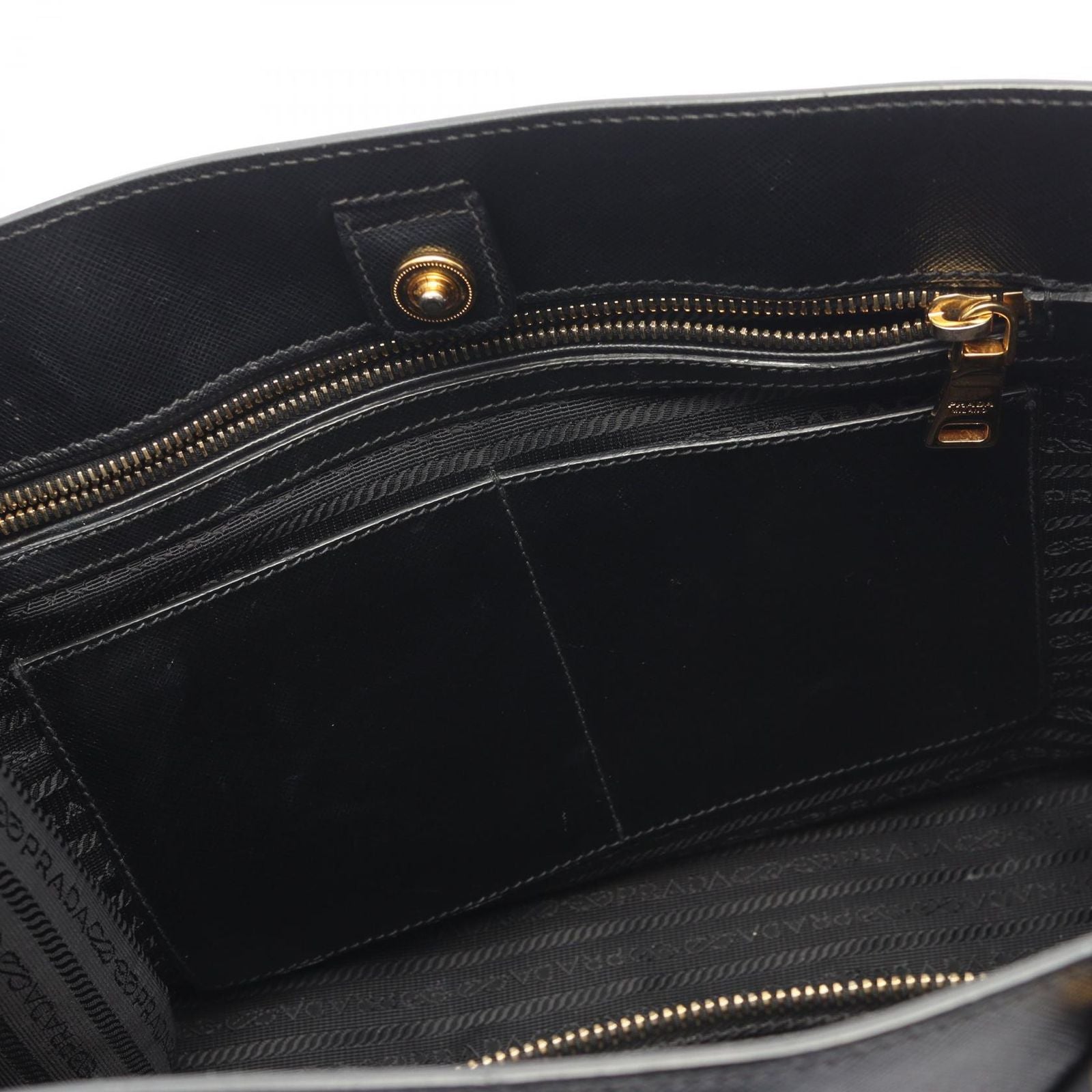 Prada Tote Galleria 2-Way Black Ivory Saffiano Leather Large Handbag — view 6