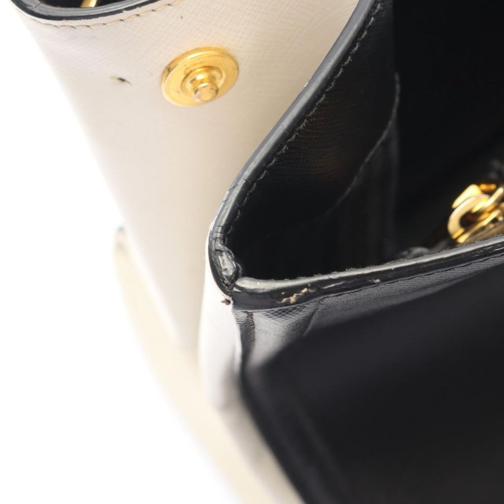 Prada Tote Galleria 2-Way Black Ivory Saffiano Leather Large Handbag — view 8