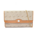 Dior Shoulder Bag Honeycomb Beige Brown Canvas Leather Pattern Chain