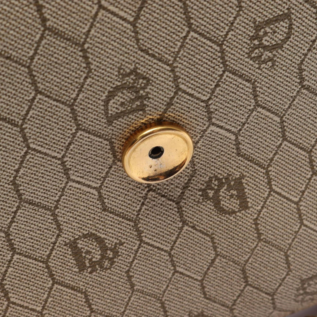 Dior Shoulder Bag Honeycomb Beige Brown Canvas Leather Pattern Chain — view 5