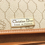 Dior Shoulder Bag Honeycomb Beige Brown Canvas Leather Pattern Chain — view 4