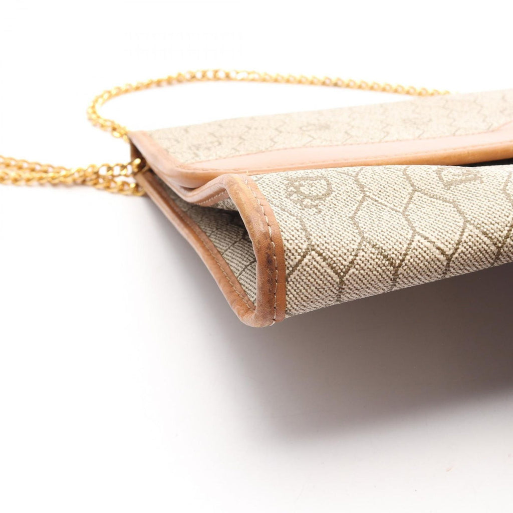 Dior Shoulder Bag Honeycomb Beige Brown Canvas Leather Pattern Chain — view 9