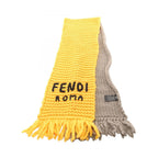 Fendi Scarf Logo Logie Yellow Gray Wool