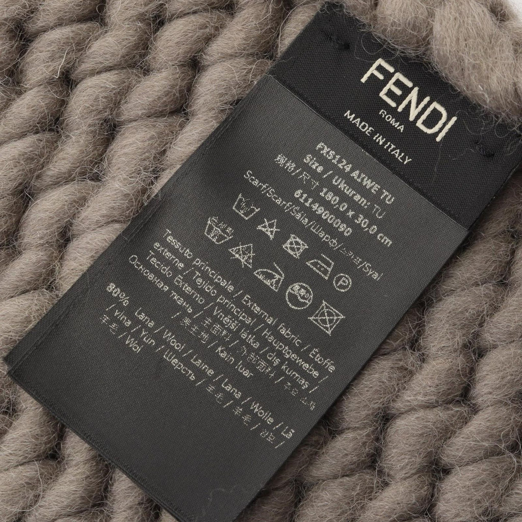 Fendi Scarf Logo Logie Yellow Gray Wool — view 2