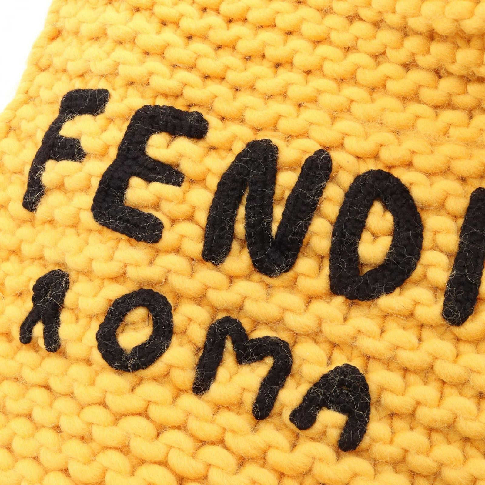 Fendi Scarf Logo Logie Yellow Gray Wool — view 7