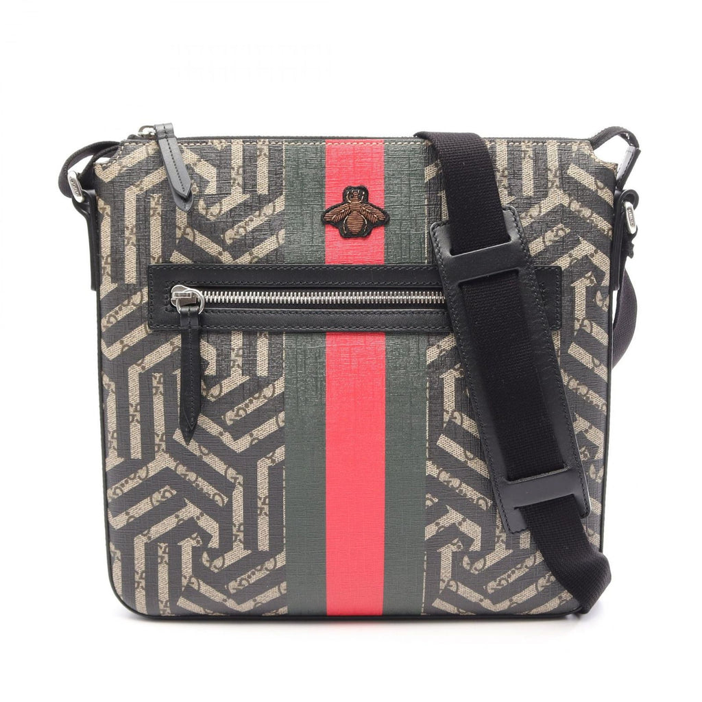 Gucci Shoulder Bag GG Carre Bag Khaki Canvas Leather