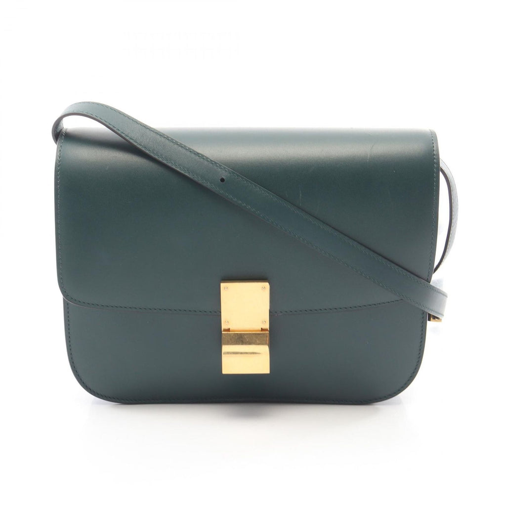 Celine Shoulder Bag Classic Box Green Leather