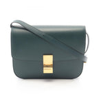 Celine Shoulder Bag Classic Box Green Leather