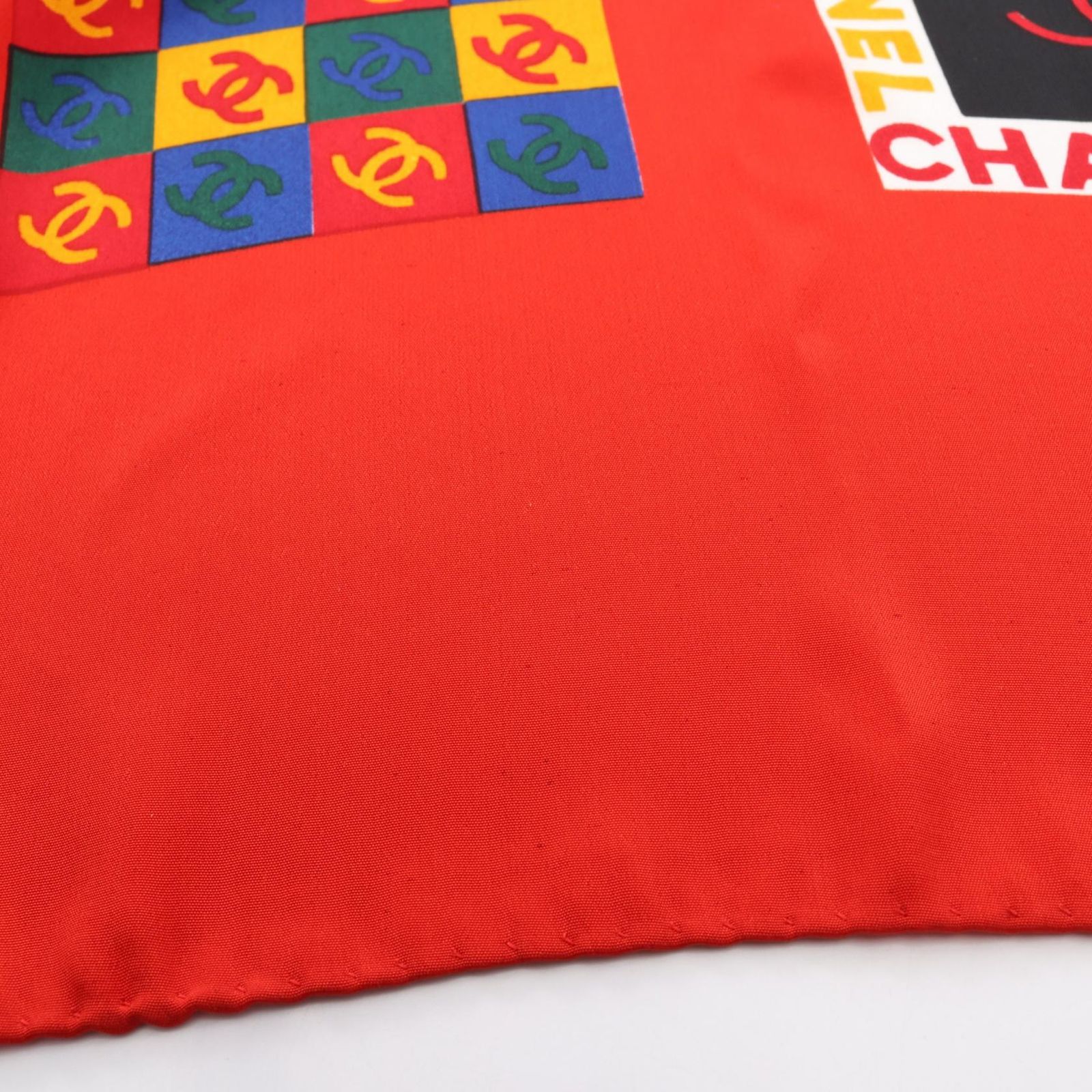 Chanel Scarf CC Logo Red Silk — view 5