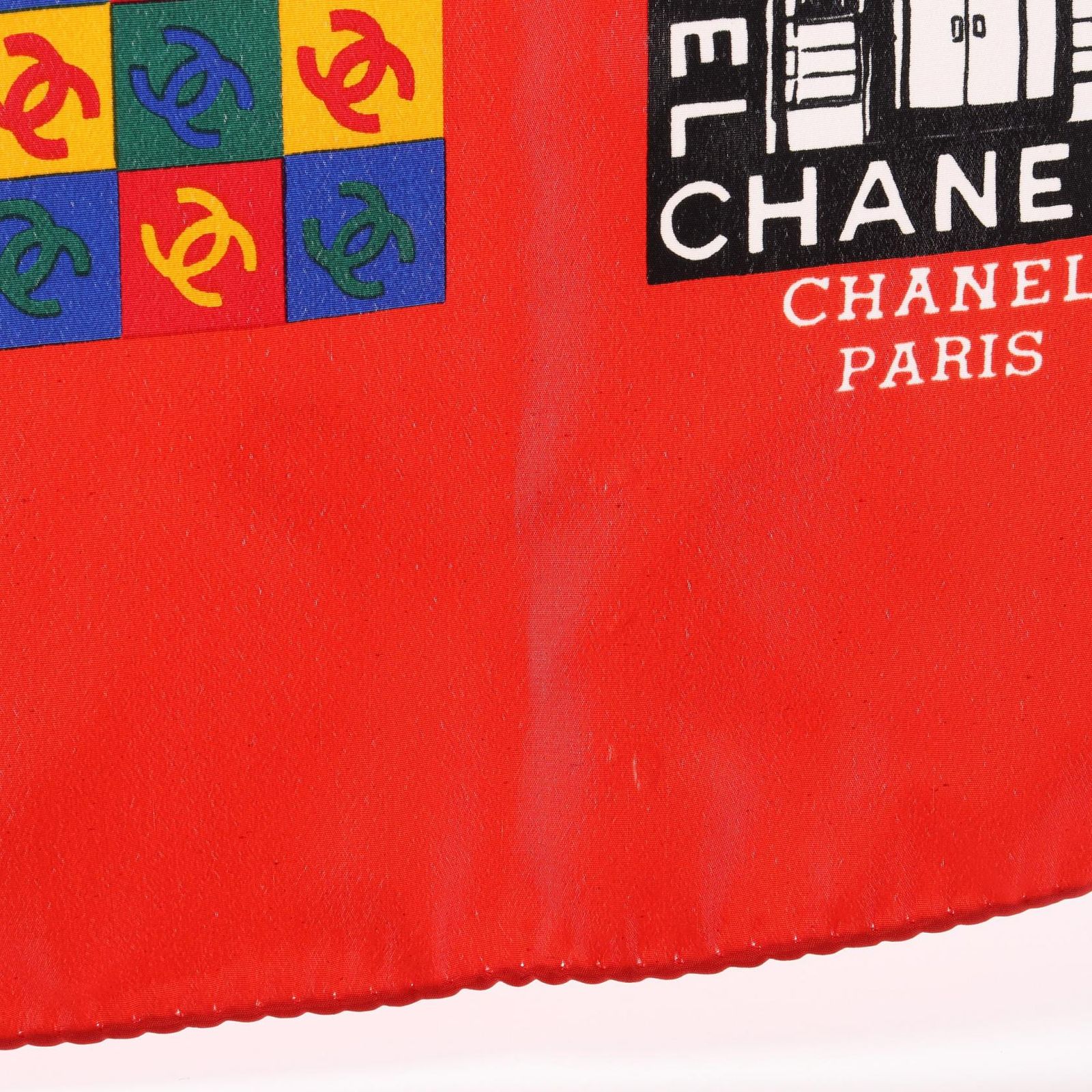Chanel Scarf CC Logo Red Silk — view 4