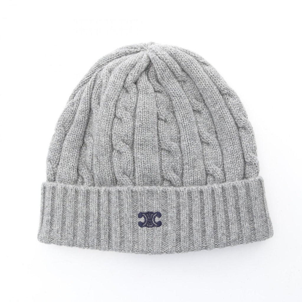 Celine Knit Cap Triomphe Embroidery Cap Gray