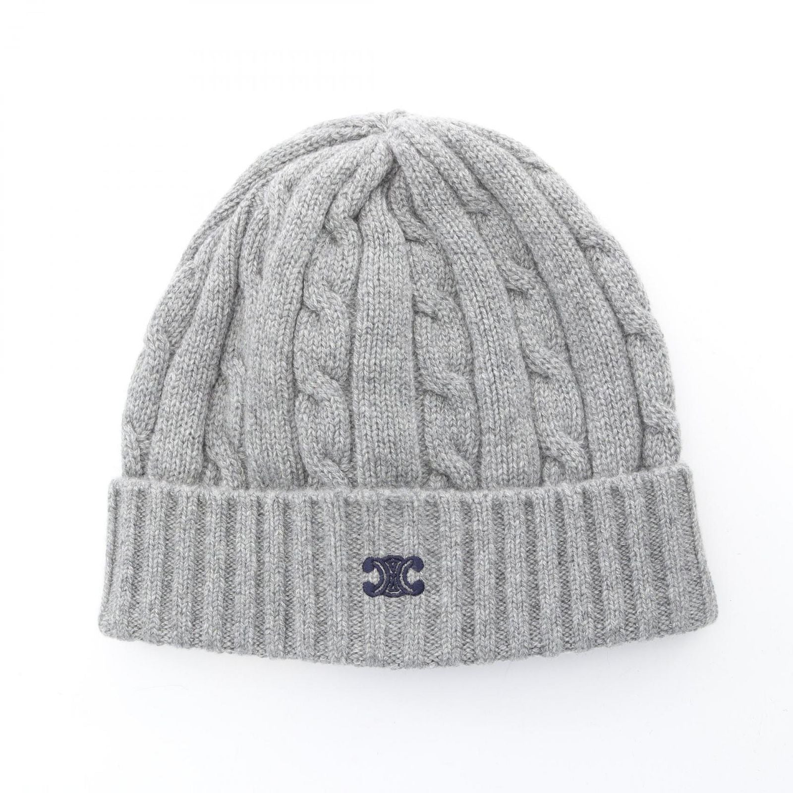 Celine Knit Cap Triomphe Embroidery Cap Gray