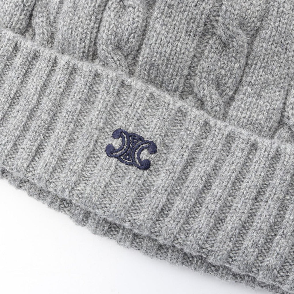 Celine Knit Cap Triomphe Embroidery Cap Gray — view 6