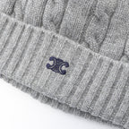 Celine Knit Cap Triomphe Embroidery Cap Gray — view 6