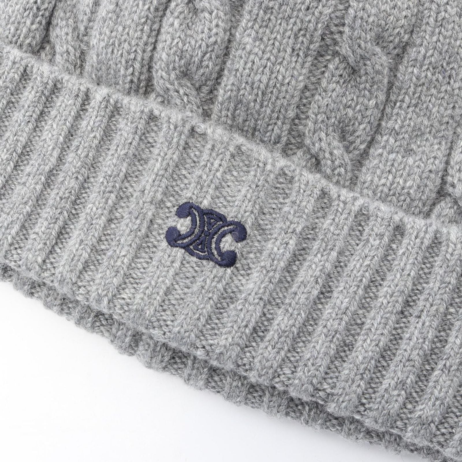 Celine Knit Cap Triomphe Embroidery Cap Gray — view 6