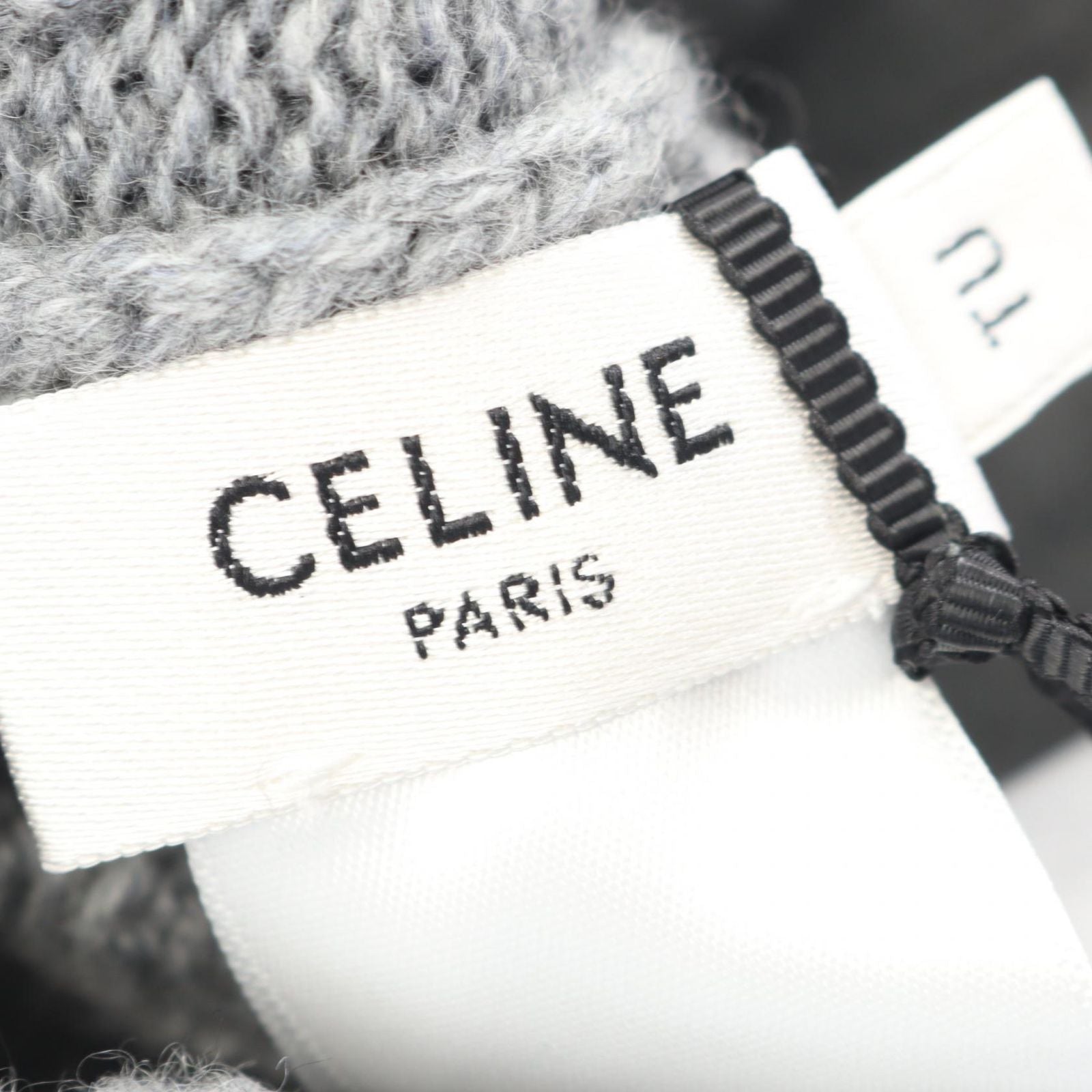 Celine Knit Cap Triomphe Embroidery Cap Gray — view 4
