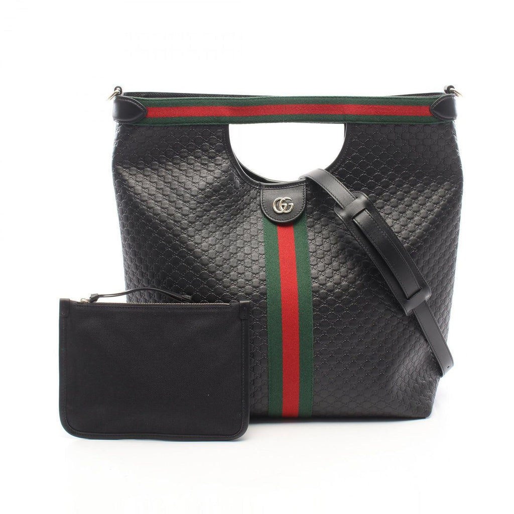 Gucci Handbag Giglio Micro Guccissima 2-Way Black Leather Guccissima Ophidia