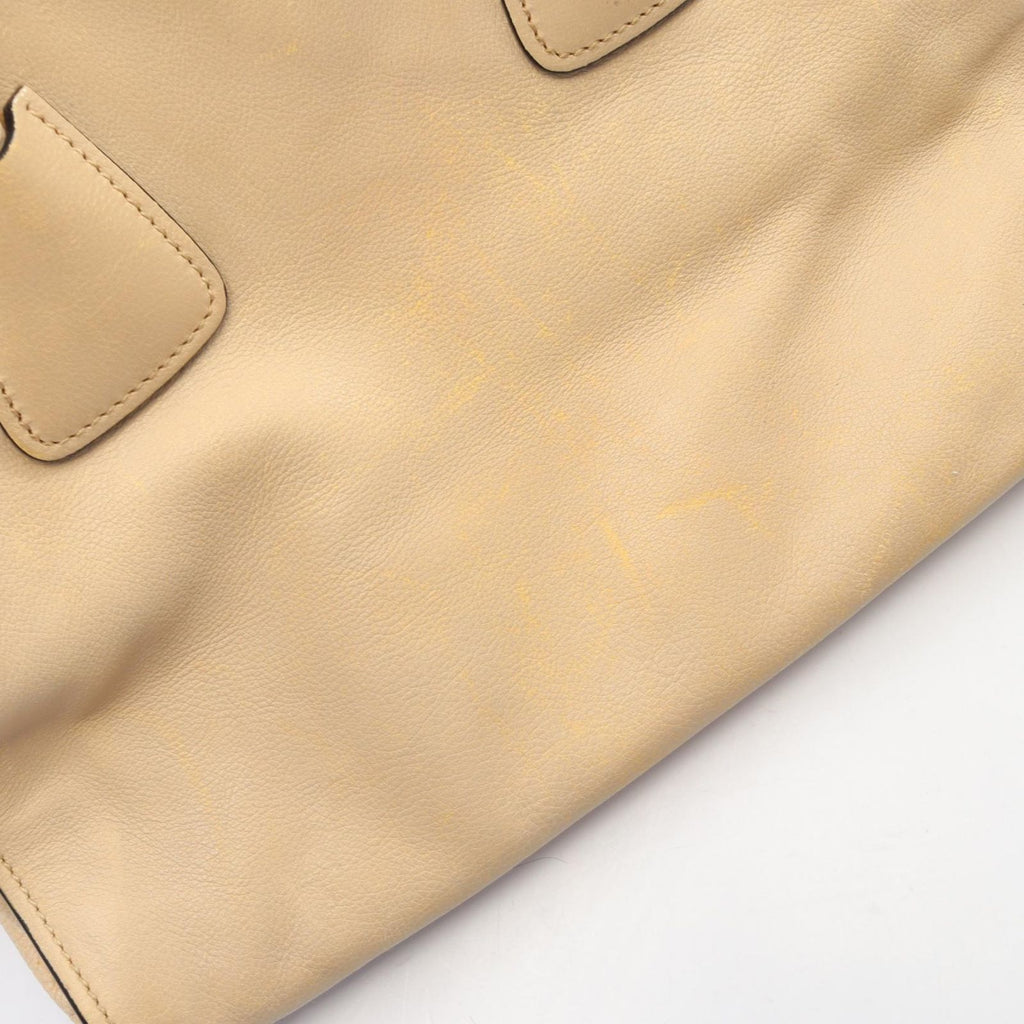 Prada Tote Triangle Logo 2-Way Light Beige Leather — view 9