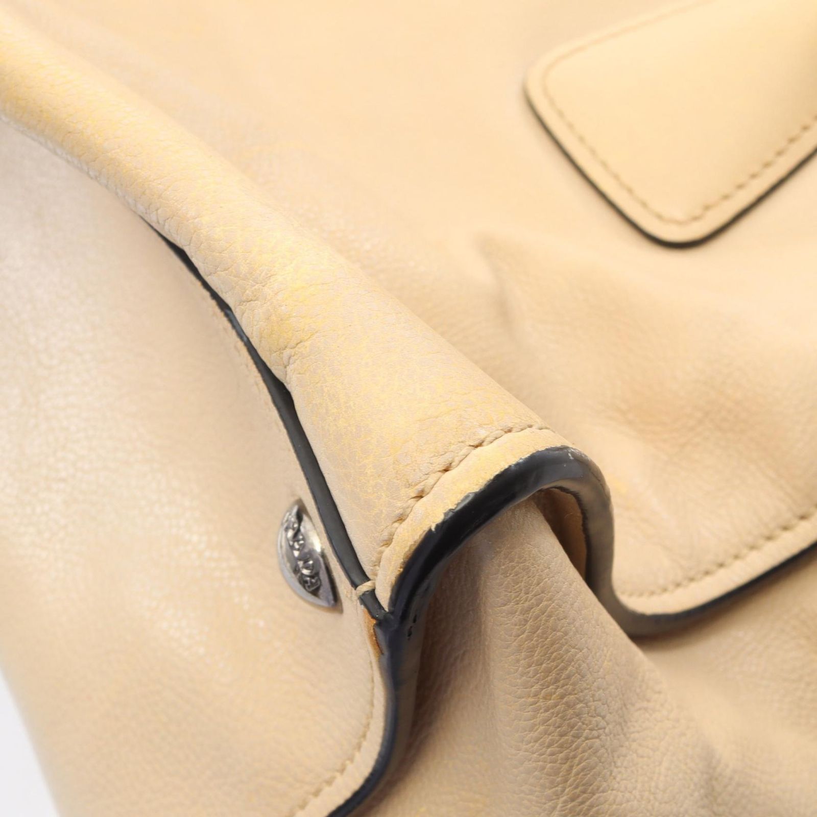 Prada Tote Triangle Logo 2-Way Light Beige Leather — view 7