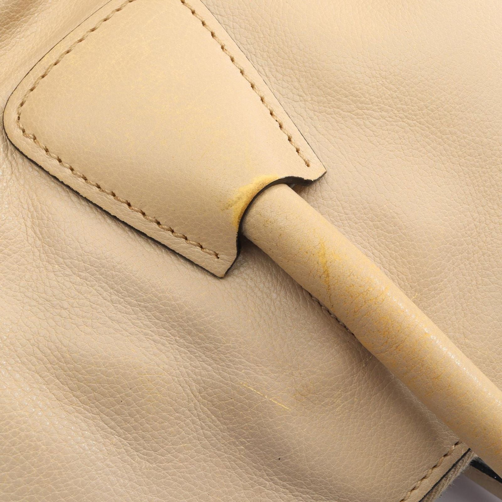 Prada Tote Triangle Logo 2-Way Light Beige Leather — view 8