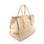 Prada Tote Triangle Logo 2-Way Light Beige Leather — view 2