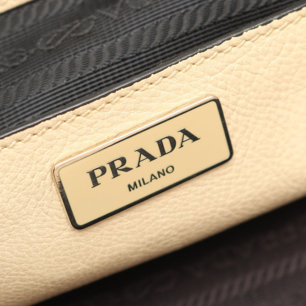 Prada Tote Triangle Logo 2-Way Light Beige Leather — view 4