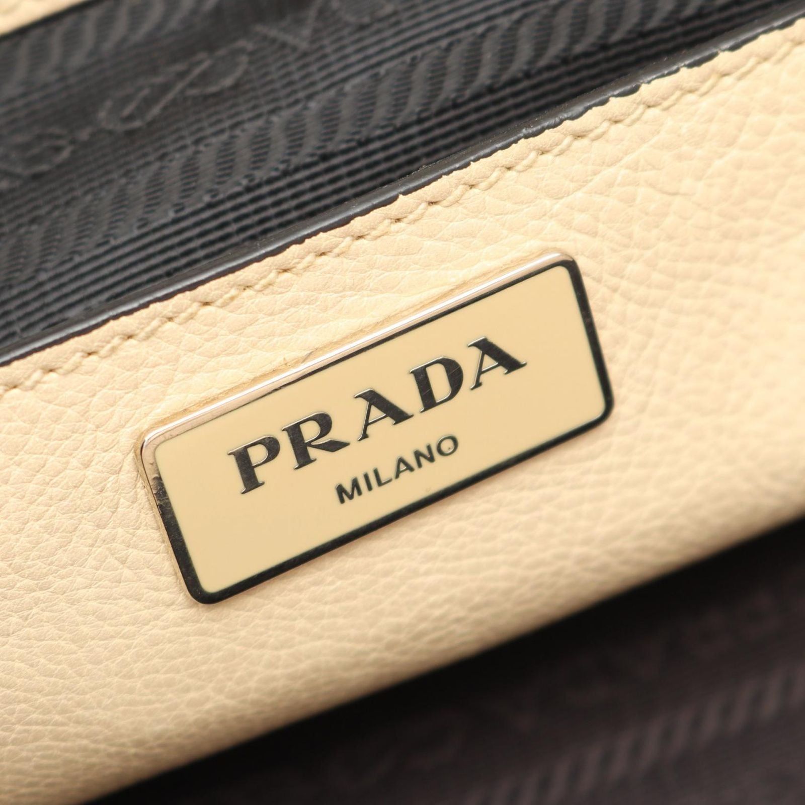 Prada Tote Triangle Logo 2-Way Light Beige Leather — view 4