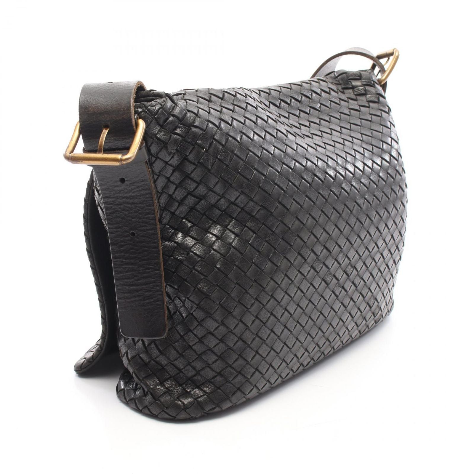 Bottega Veneta Shoulder Bag Intrecciato Black Leather — view 2