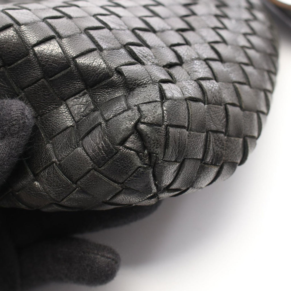 Bottega Veneta Shoulder Bag Intrecciato Black Leather — view 9