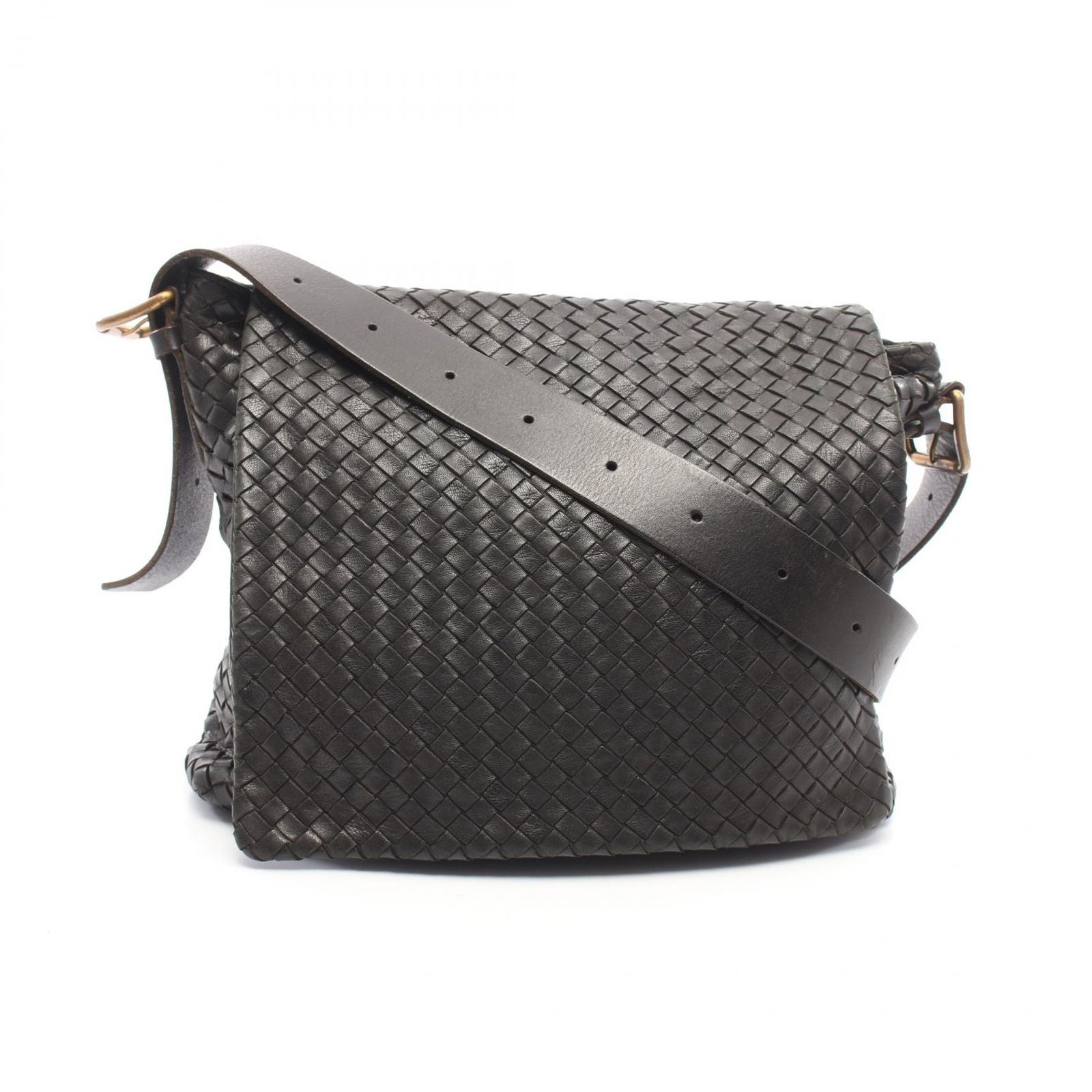 Bottega Veneta Shoulder Bag Intrecciato Black Leather
