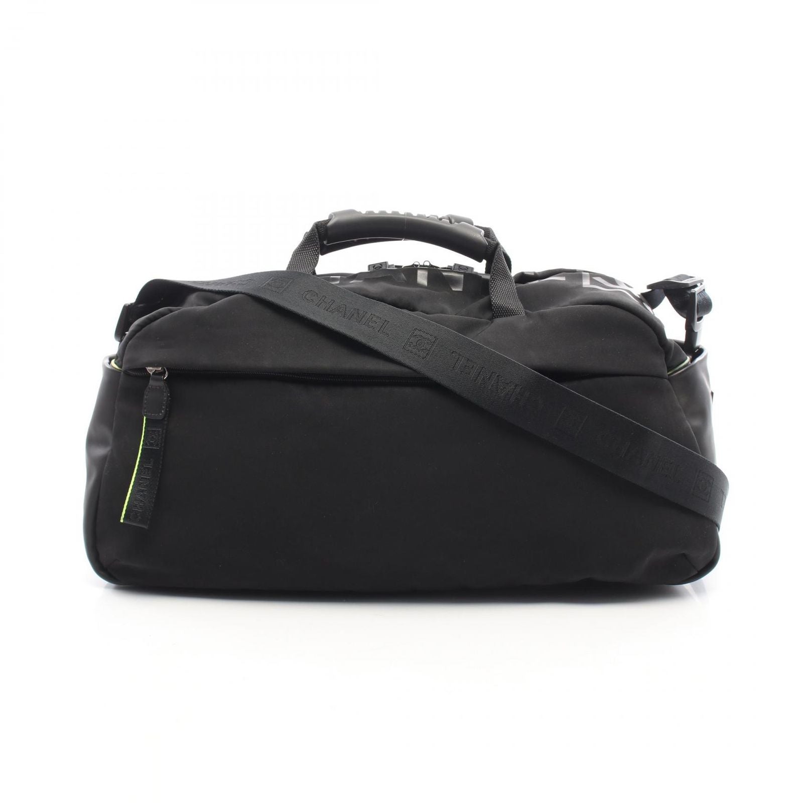 Chanel Boston Bag Sports Line 2-Way Black Neon Yellow Nylon